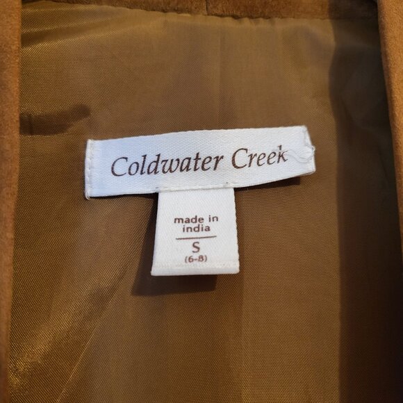 Coldwater Creek Women’s Soft Caramel Brown Suede Waterfall Jacket Cardigan Small - Picture 3 of 13
